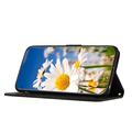 Samsung Galaxy S25 Edge Blomstret pung etui med kortholdere - Sort