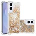 Samsung Galaxy S25 Edge Glitter Quicksand TPU Cover - Guldhjerter