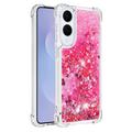 Samsung Galaxy S25 Edge Glitter Quicksand TPU Cover - Lyserøde hjerter