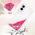 Samsung Galaxy S25 Edge Glitter Quicksand TPU Cover - Lyserøde hjerter