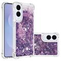 Samsung Galaxy S25 Edge Glitter Quicksand TPU Cover - Lilla hjerter