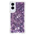 Samsung Galaxy S25 Edge Glitter Quicksand TPU Cover - Lilla hjerter