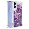 Samsung Galaxy S25 Edge Glitter Quicksand TPU Cover - Lilla hjerter