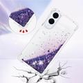 Samsung Galaxy S25 Edge Glitter Quicksand TPU Cover - Lilla hjerter