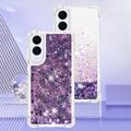 Samsung Galaxy S25 Edge Glitter Quicksand TPU Cover - Lilla hjerter