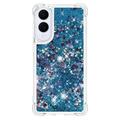 Samsung Galaxy S25 Edge Glitter Quicksand TPU Cover - Blå hjerter