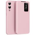 Samsung Galaxy S25 Edge Smart Clear View Flip etui med kortplads - Pink