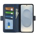 Samsung Galaxy S25 Edge pungetui med magnetisk lukning - kalvetekstur - blå