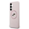 Samsung Galaxy S25 FE Karl Lagerfeld Double Heads Flydende Silikone MagSafe Cover - Pink