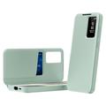 Samsung Galaxy S25 FE Smart Clear View Flip etui med kortplads - Lysegrøn