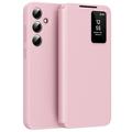 Samsung Galaxy S25 FE Smart Clear View Flip etui med kortplads - Pink