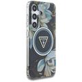 Samsung Galaxy S25 Guess Glitter Flowers Triangle Buttons MagSafe Cover