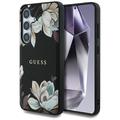 Samsung Galaxy S25 Guess Grained Printed Flower Pattern Cover - MagSafe-kompatibel - Sort
