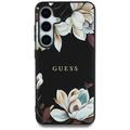 Samsung Galaxy S25 Guess Grained Printed Flower Pattern Cover - MagSafe-kompatibel - Sort