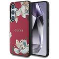 Samsung Galaxy S25 Guess Grained Printed Flower Pattern Cover - MagSafe-kompatibel - Fuchsia