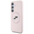 Samsung Galaxy S25 Karl Lagerfeld Double Heads Flydende Silikone MagSafe Cover - Pink