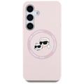 Samsung Galaxy S25 Karl Lagerfeld Double Heads Flydende Silikone MagSafe Cover - Pink
