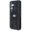 Samsung Galaxy S25 Lacoste Monogram med Sølv Krokodille Logo Cover - MagSafe-kompatibel - Sort