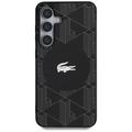 Samsung Galaxy S25 Lacoste Monogram med Sølv Krokodille Logo Cover - MagSafe-kompatibel - Sort