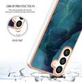 Samsung Galaxy S25 Marmormønster Galvaniseret IMD TPU Cover - Grøn