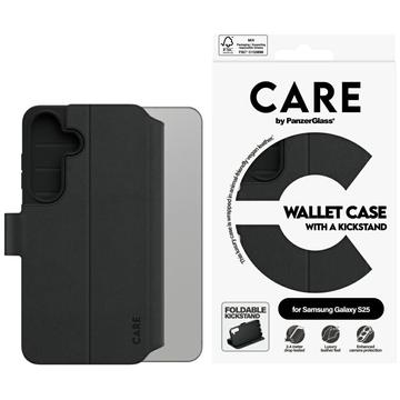 Samsung Galaxy S25 PanzerGlass Care Feature Pung etui med stativ - Sort