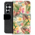 Samsung Galaxy S25+ Premium Flip Cover med Pung - Lyserøde Blomster