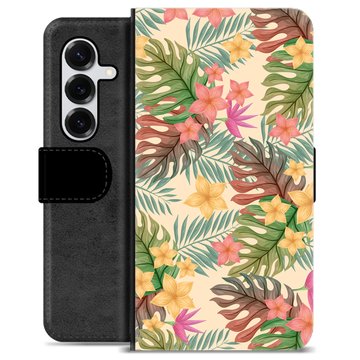 Samsung Galaxy S25+ Premium Flip Cover med Pung - Lyserøde Blomster