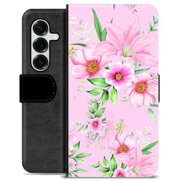 Samsung Galaxy S25+ Premium Flip Cover med Pung - Vandfarveblomster