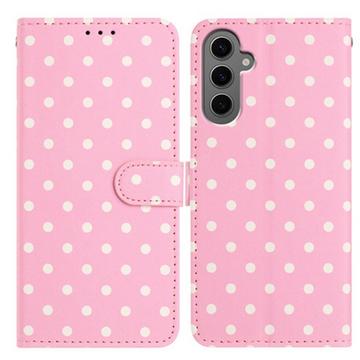 Samsung Galaxy S25 Pung Etui med Prikket Mønster - Pink