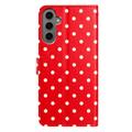 Samsung Galaxy S25 Pung Etui med Prikket Mønster - Rød