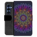 Samsung Galaxy S25 Premium Flip Cover med Pung - Farverig Mandala