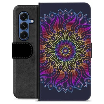 Samsung Galaxy S25 Premium Flip Cover med Pung - Farverig Mandala