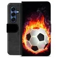 Samsung Galaxy S25 Premium Flip Cover med Pung - Fodbold Flamme