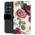 Samsung Galaxy S25 Premium Flip Cover med Pung - Romantiske Blomster