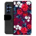 Samsung Galaxy S25 Premium Flip Cover med Pung - Vintage Blomster