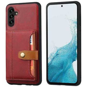 Samsung Galaxy S25 Retro Style Cover med Pung - Rød