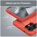 Samsung Galaxy S25 Ultra Børstet TPU Cover - Karbonfiber - Rød