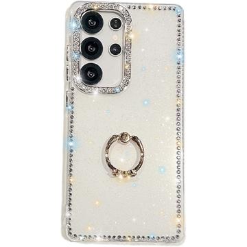 Samsung Galaxy S25 Ultra CrystalGlow Hybrid Cover med Ringholder - Hvid