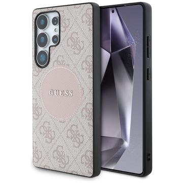 Samsung Galaxy S25 Ultra Guess 4G Round Patch Classic Logo Cover - MagSafe-kompatibel - Pink