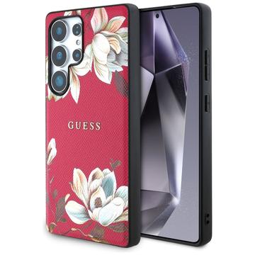 Samsung Galaxy S25 Ultra Guess Grained Printed Flower Pattern Cover - MagSafe-kompatibel