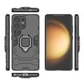 Samsung Galaxy S25 Ultra Hybrid Cover med Ring Holder - Sort