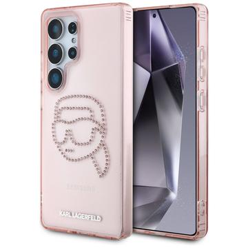 Samsung Galaxy S25 Ultra Karl Lagerfeld Rhinestones Karl Head Logo Cover - Pink