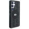 Samsung Galaxy S25 Ultra Lacoste Monogram med Sølv Krokodille Logo Cover - MagSafe-kompatibel - Sort
