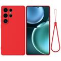Samsung Galaxy S25 Ultra Flydende silikone cover med håndrem - rød