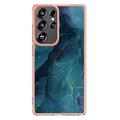 Samsung Galaxy S25 Ultra Marmormønster Galvaniseret IMD TPU Cover - Grøn