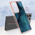 Samsung Galaxy S25 Ultra Marmormønster Galvaniseret IMD TPU Cover - Grøn