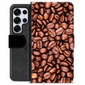 Samsung Galaxy S25 Ultra Premium Flip Cover med Pung - Kaffebønner