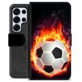 Samsung Galaxy S25 Ultra Premium Flip Cover med Pung - Fodbold Flamme