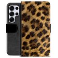 Samsung Galaxy S25 Ultra Premium Flip Cover med Pung - Leopard