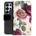 Samsung Galaxy S25 Ultra Premium Flip Cover med Pung - Romantiske Blomster